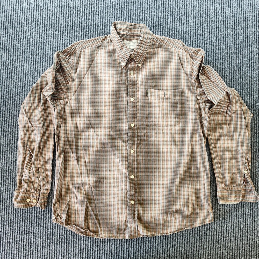 Beretta Shirt Mens XL Multicolor Plaid Button Down Long Sleeve Cotton Casual
